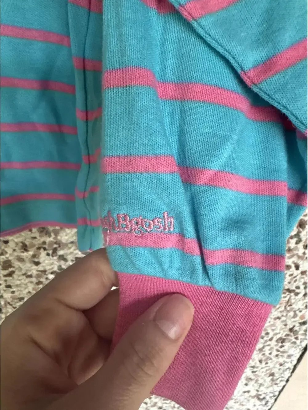 Vintage OshKosh B'gosh Girls 6X Quarter-Zip Pullover – Aqua & Pink Stripes